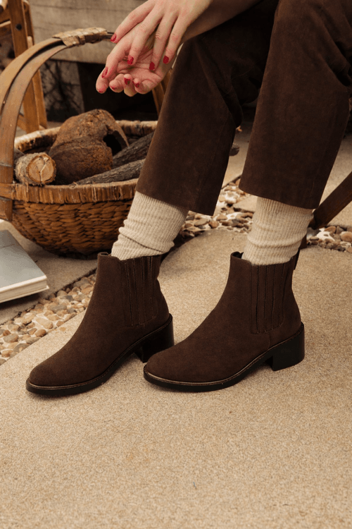 BOTA CHELSEA SALTO BLOCO CAMURÇA CAFÉ