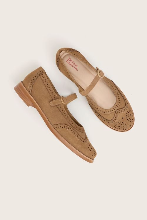 SAPATILHA MARY JANE BROGUE TAUPE