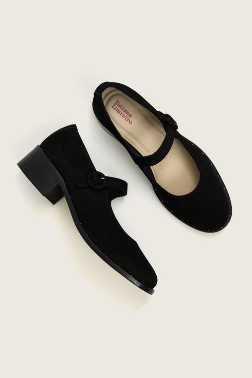 SAPATO BONECA STUDS PRETO