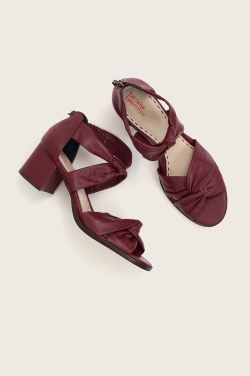 SANDÁLIA NÓ MESTIÇO SALTO BLOCO (PARA PEITO DE PÉ ALTO)  MERLOT