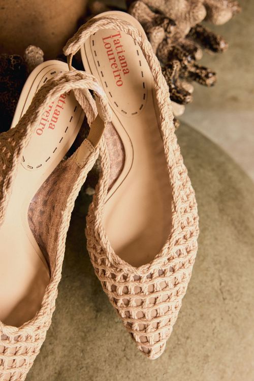 SCARPIN SLINGBACK PONTO TRICÔ OFF WHITE
