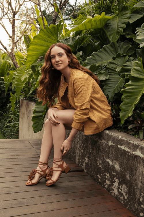 SANDÁLIA LACE UP FRINGE CAPUCCINO