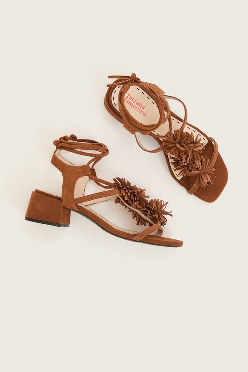 SANDÁLIA LACE UP FRINGE CAPUCCINO