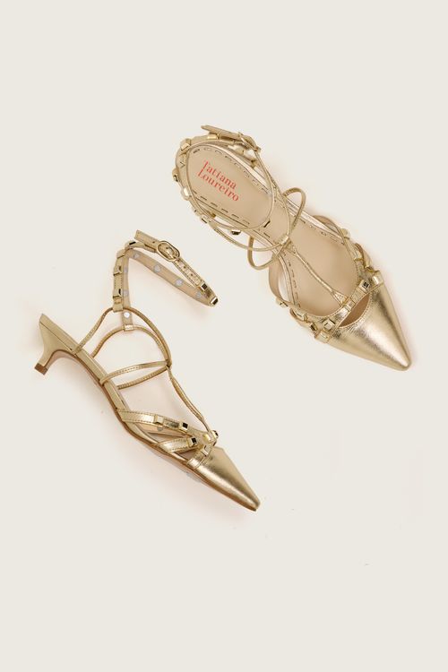SCARPIN SLINGBACK SPIKE OURO LIGHT