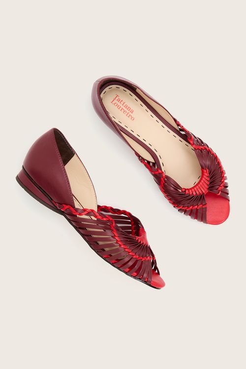 PEEP TOE TRAMADO ARTESANAL MERLOT